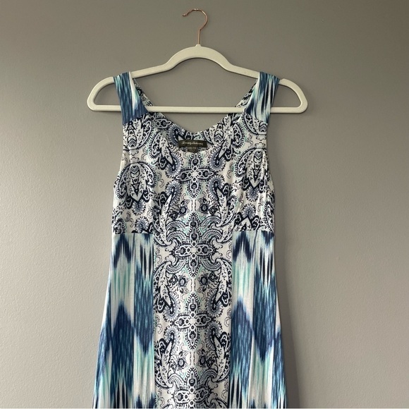 [xs] Tommy Bahama Floral White, Blue, and Teal Tropical Print Midi Sun Dress - Picture 6 of 8